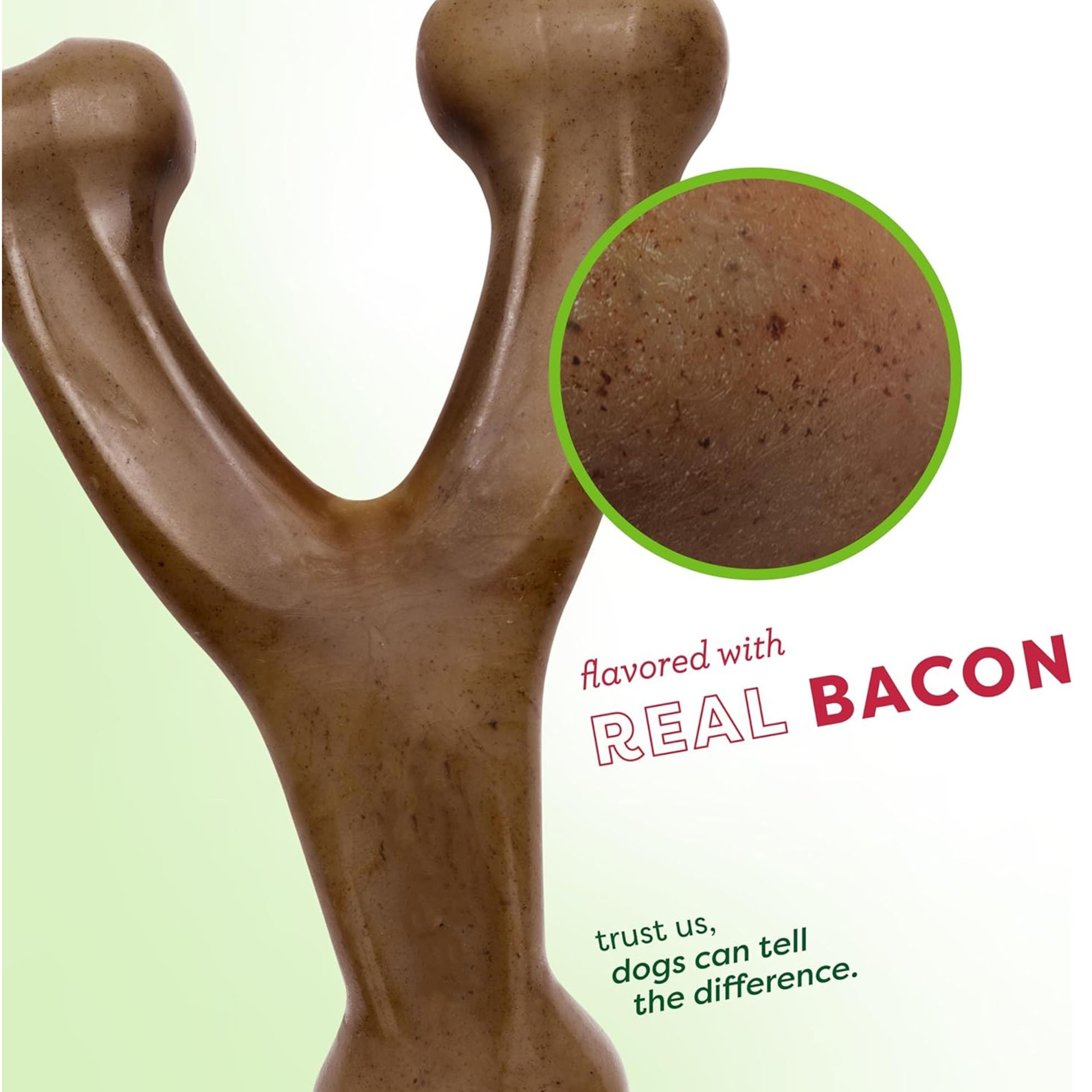 Durable Wishbone Dog Chew Toy for Aggressive Chewers – Real Bacon & Peanut Flavor, Medium