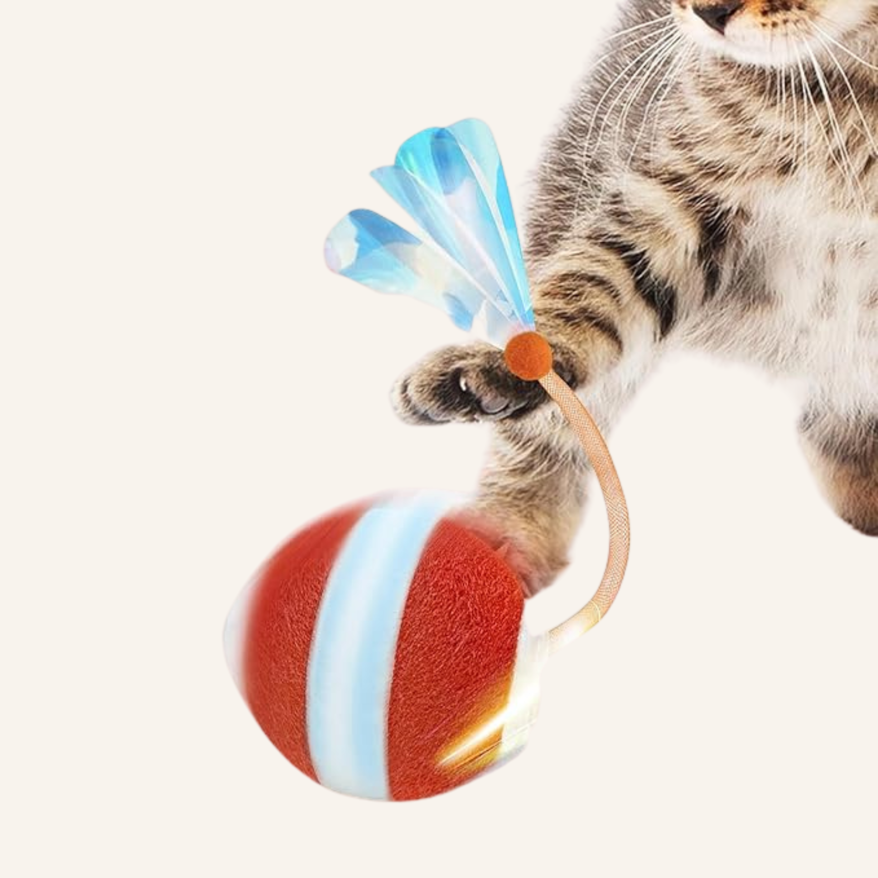 Interactive Cat Toy Ball with Moving Tail – Motion Activated Kitten Toy