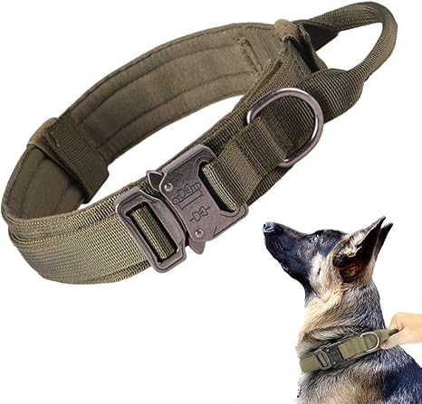 Tactical Dog Collar with Airtag Holder – Waterproof Training Collar with Handle