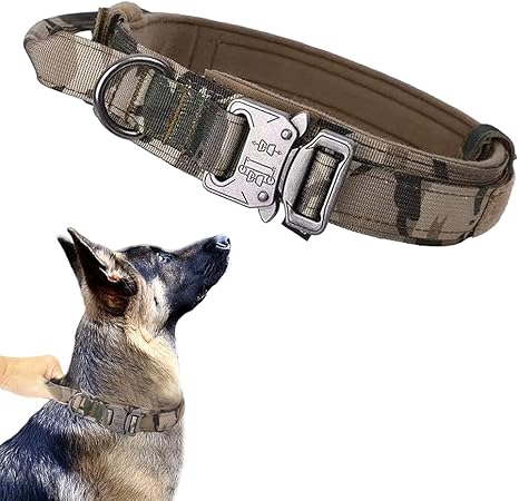Tactical Dog Collar with Airtag Holder – Waterproof Training Collar with Handle