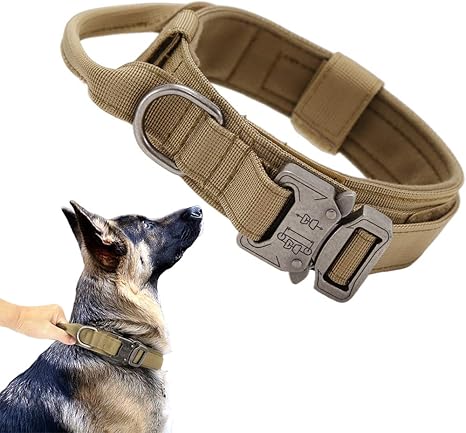 Tactical Dog Collar with Airtag Holder – Waterproof Training Collar with Handle