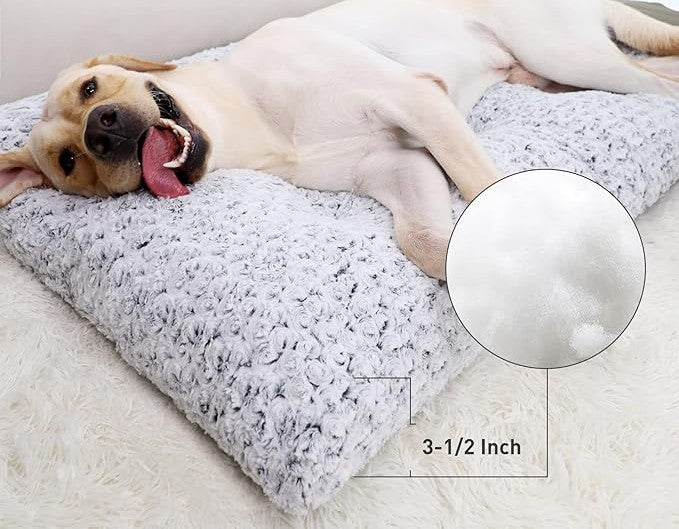 Washable Plush Dog Bed | Deluxe Crate Pad for Small to Large Dogs