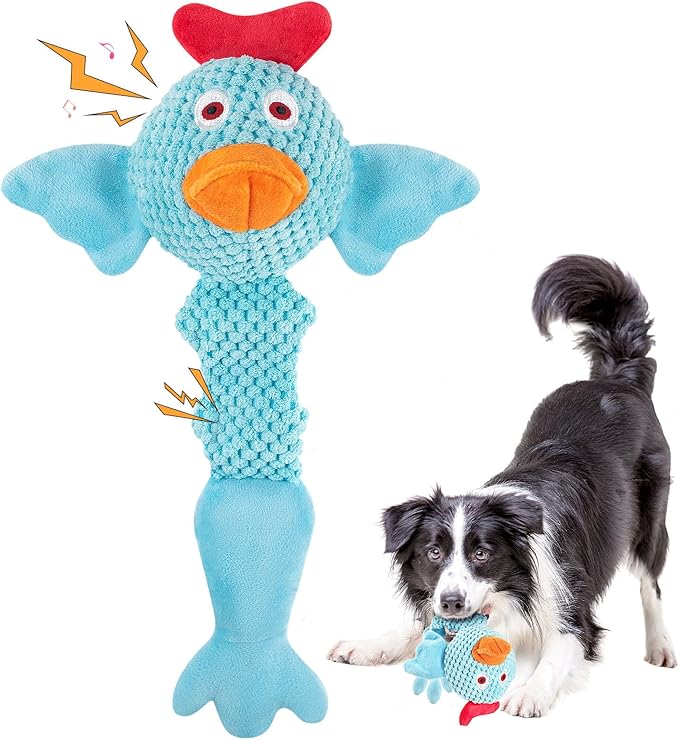 Large Squeaky Plush Dog Toy for Chewing, Fetch & Tug