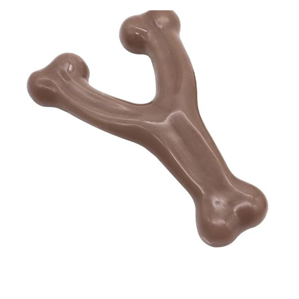 Durable Wishbone Dog Chew Toy for Aggressive Chewers – Real Bacon & Peanut Flavor, Medium