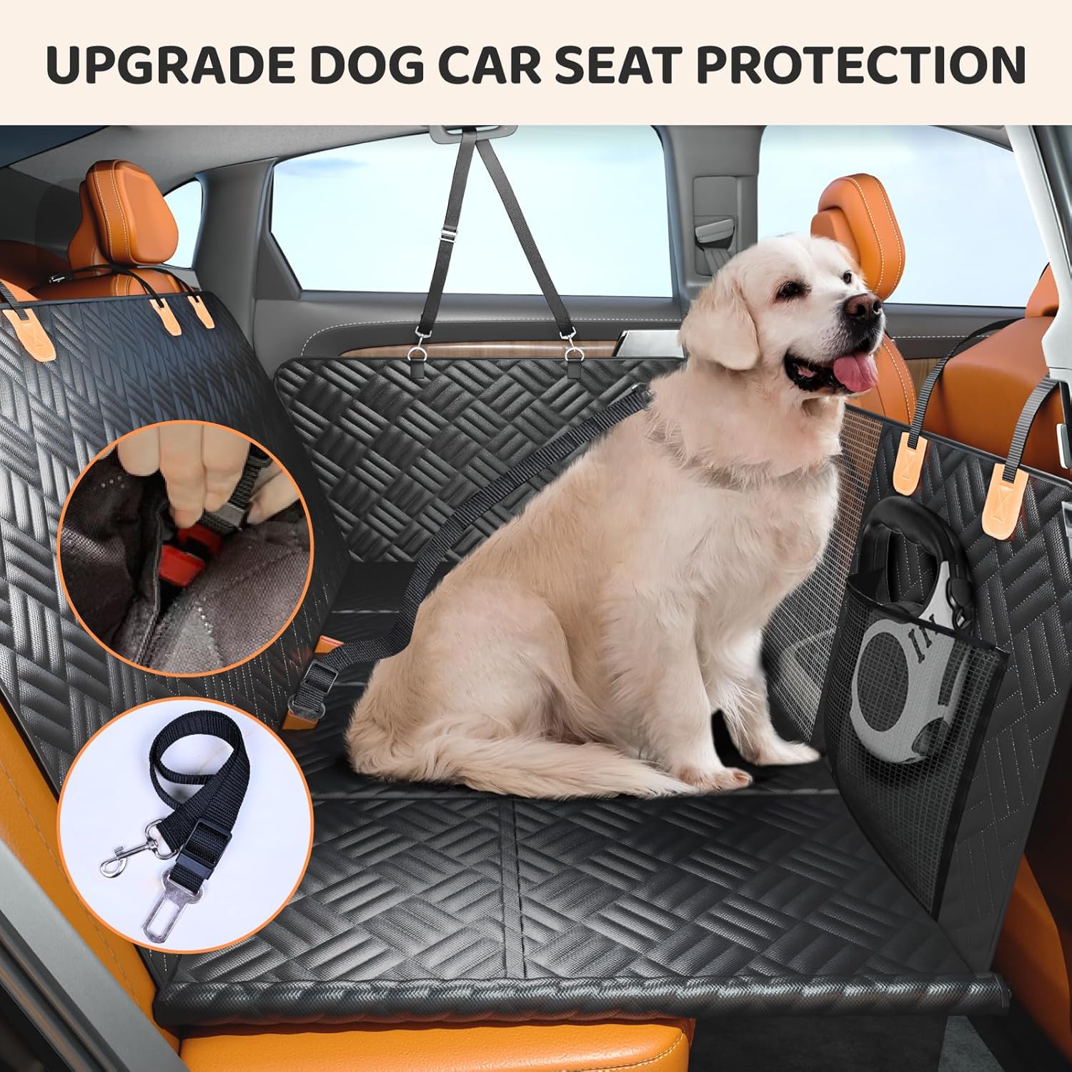 Dog Car Seat Cover with Hard Bottom – Heavy Duty Back Seat Extender for Dogs | Waterproof, Non-Slip, Fits Cars, SUVs & Trucks