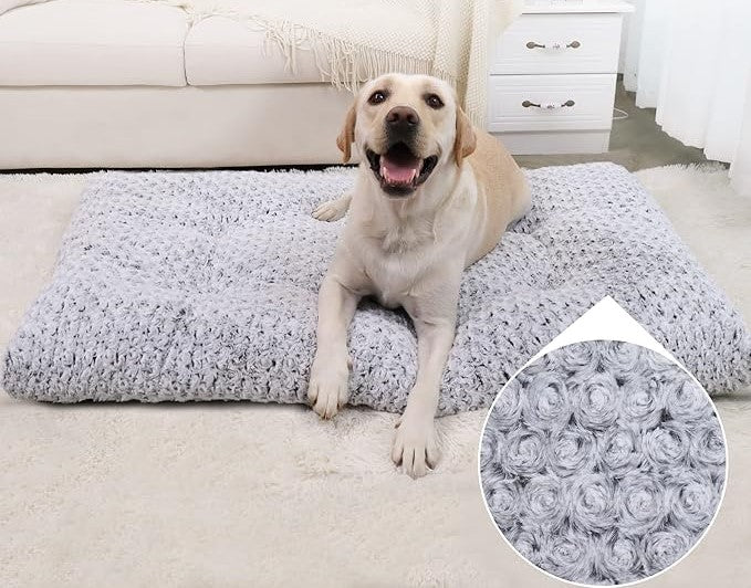 Washable Plush Dog Bed | Deluxe Crate Pad for Small to Large Dogs