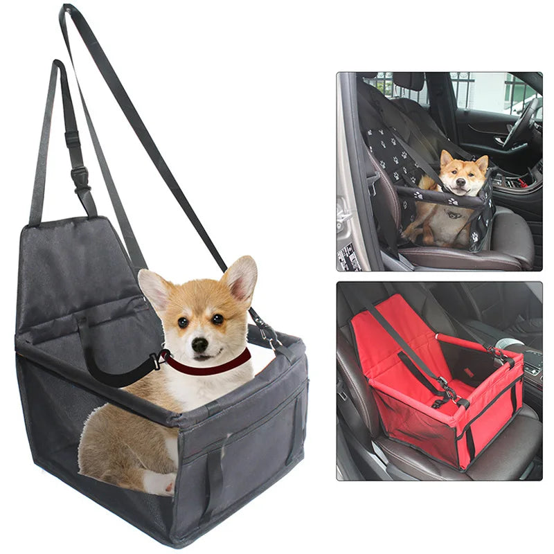 Deluxe Pet Car Seat – Washable Travel Bed with Safety Leash | Hanging Booster Cushion for Small Dogs & Cats