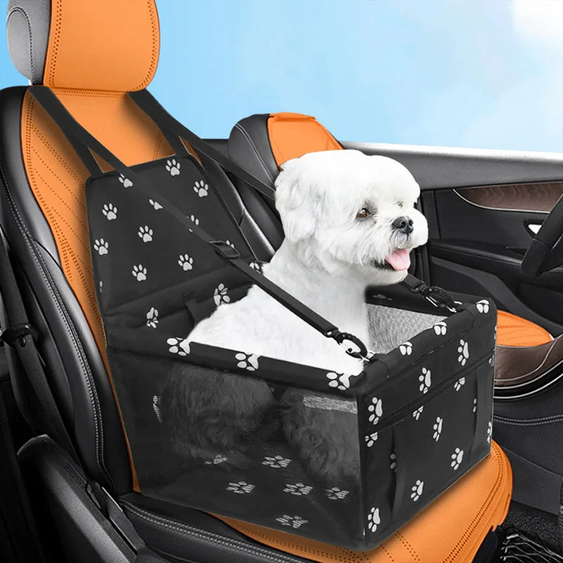 Deluxe Pet Car Seat – Washable Travel Bed with Safety Leash | Hanging Booster Cushion for Small Dogs & Cats