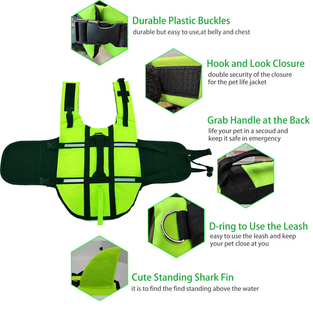 Dog Life Jacket – High Buoyancy Safety Vest with Reflective Strips & Rescue Handle