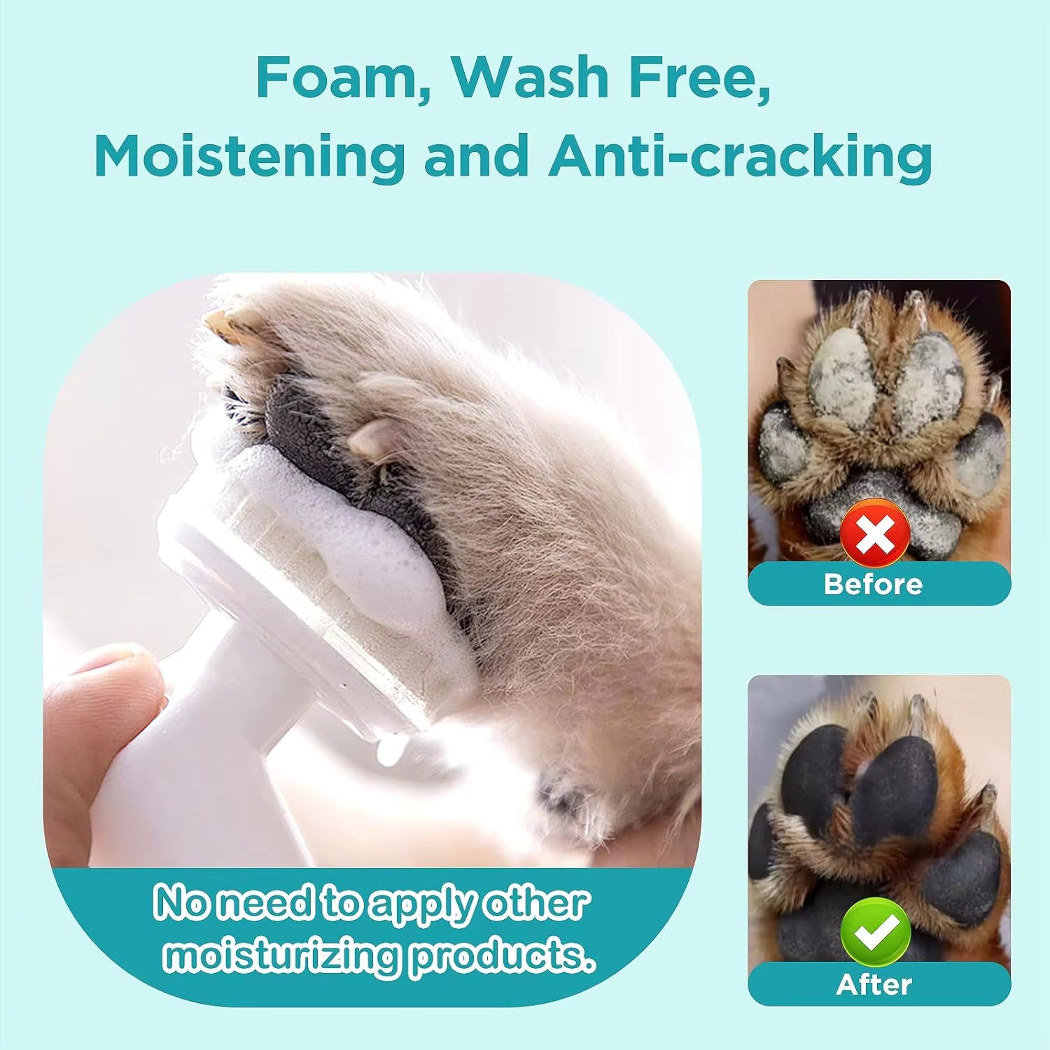 Foaming Dog Paw Cleaner with Scrubber Brush – No-Rinse Pet Foot Washer for Cats & Dogs