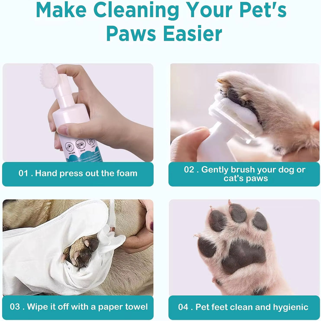 Foaming Dog Paw Cleaner with Scrubber Brush – No-Rinse Pet Foot Washer for Cats & Dogs