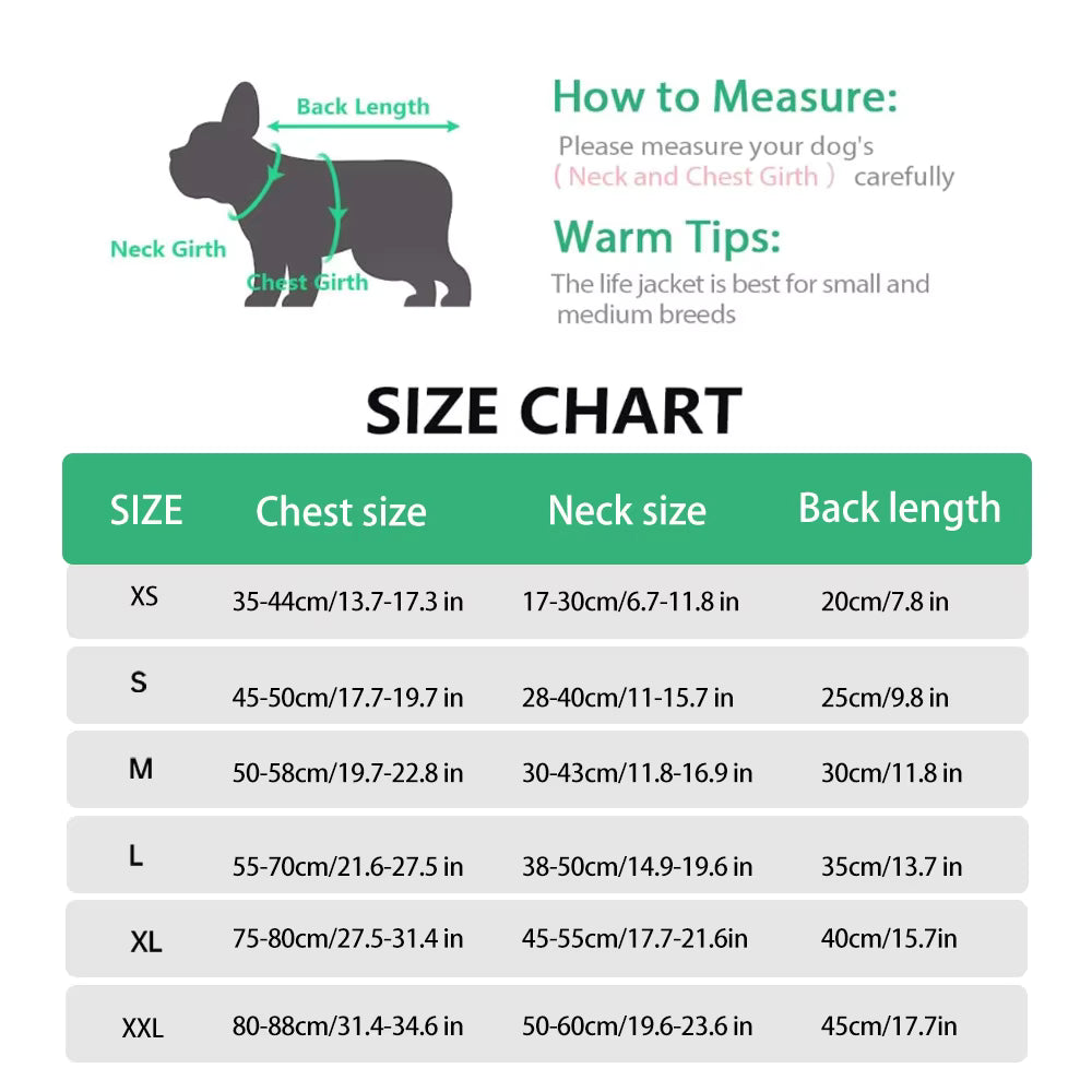 Dog Life Jacket – High Buoyancy Safety Vest with Reflective Strips & Rescue Handle