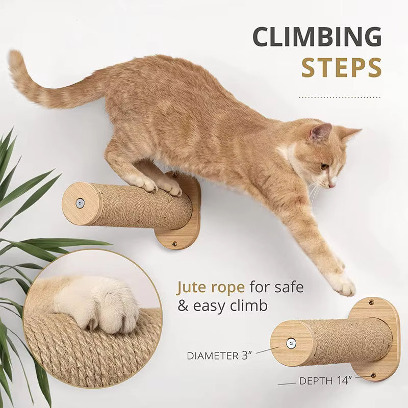 Wall Mounted Cat Hammock & Steps | Cat Shelves & Climbing Furniture