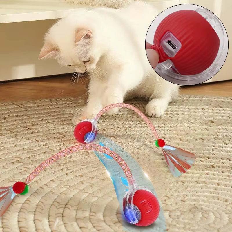 Interactive Cat Toy Ball with Moving Tail – Motion Activated Kitten Toy
