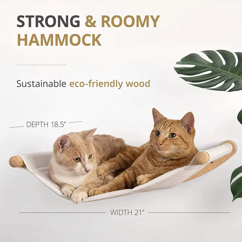 Wall Mounted Cat Hammock & Steps | Cat Shelves & Climbing Furniture