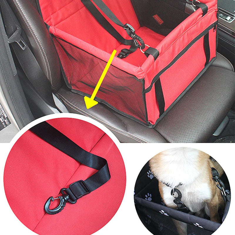 Deluxe Pet Car Seat – Washable Travel Bed with Safety Leash | Hanging Booster Cushion for Small Dogs & Cats