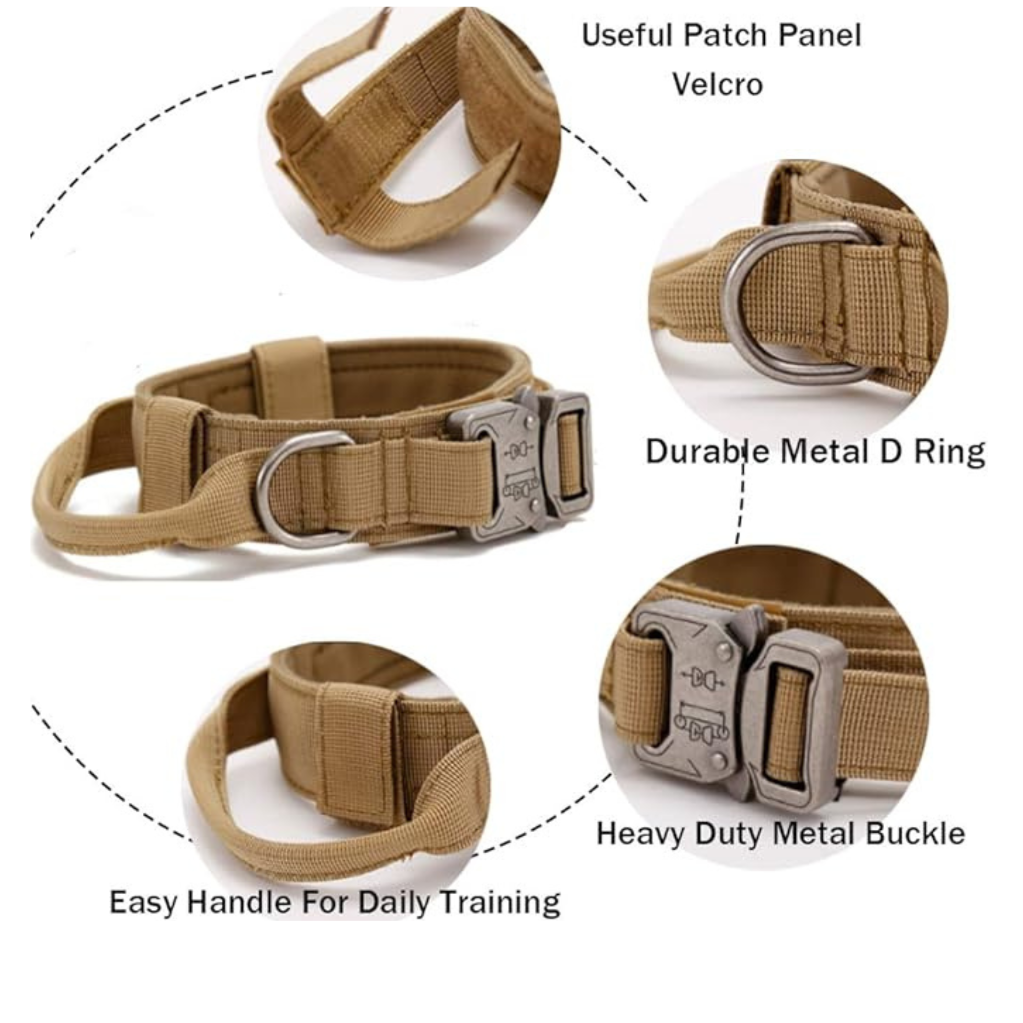 Tactical Dog Collar with Airtag Holder – Waterproof Training Collar with Handle