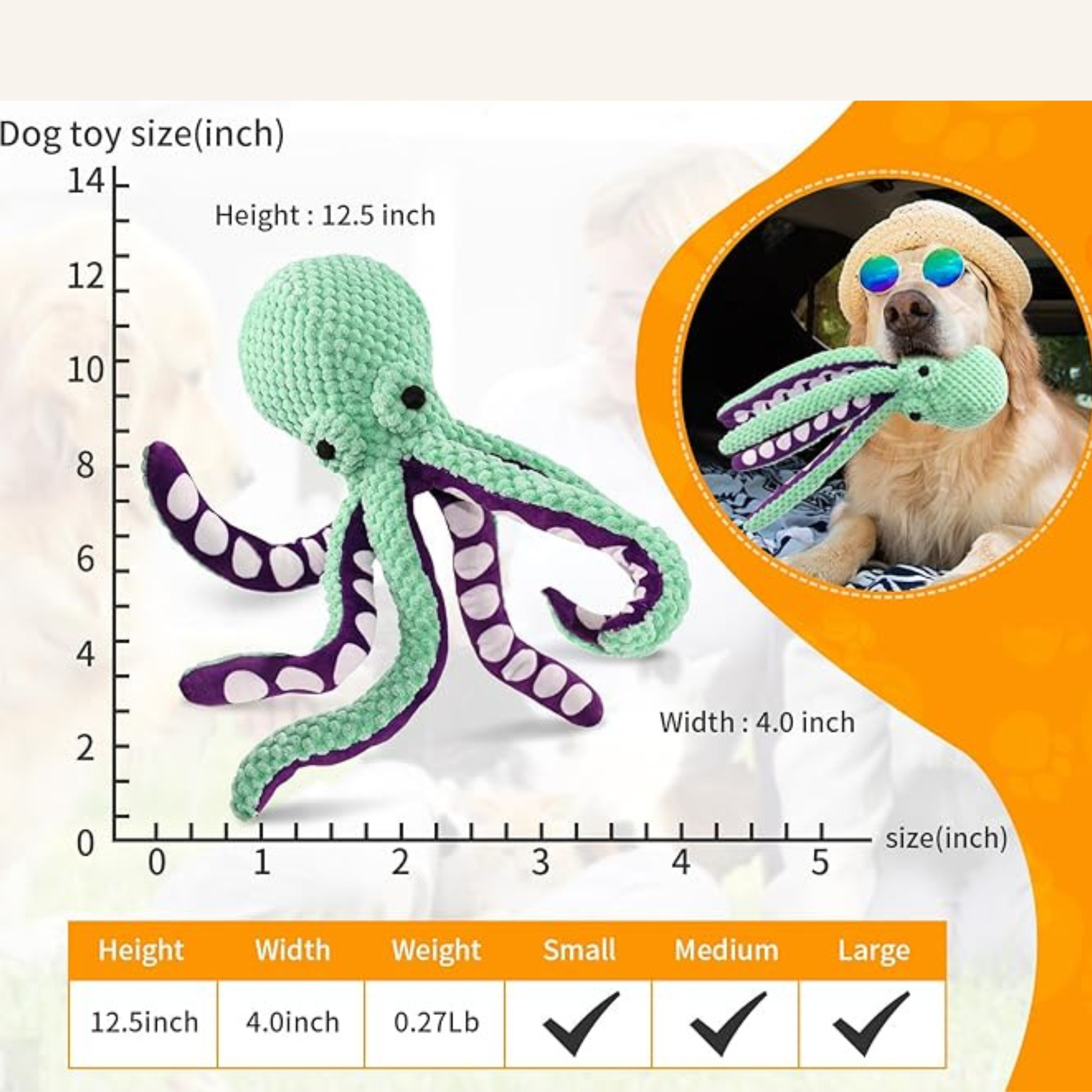 Large Squeaky Plush Dog Toy for Chewing, Fetch & Tug